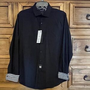 NWT D&F  Black Long Sleeve Button Down Shirt with Reversible Cuffs, Medium